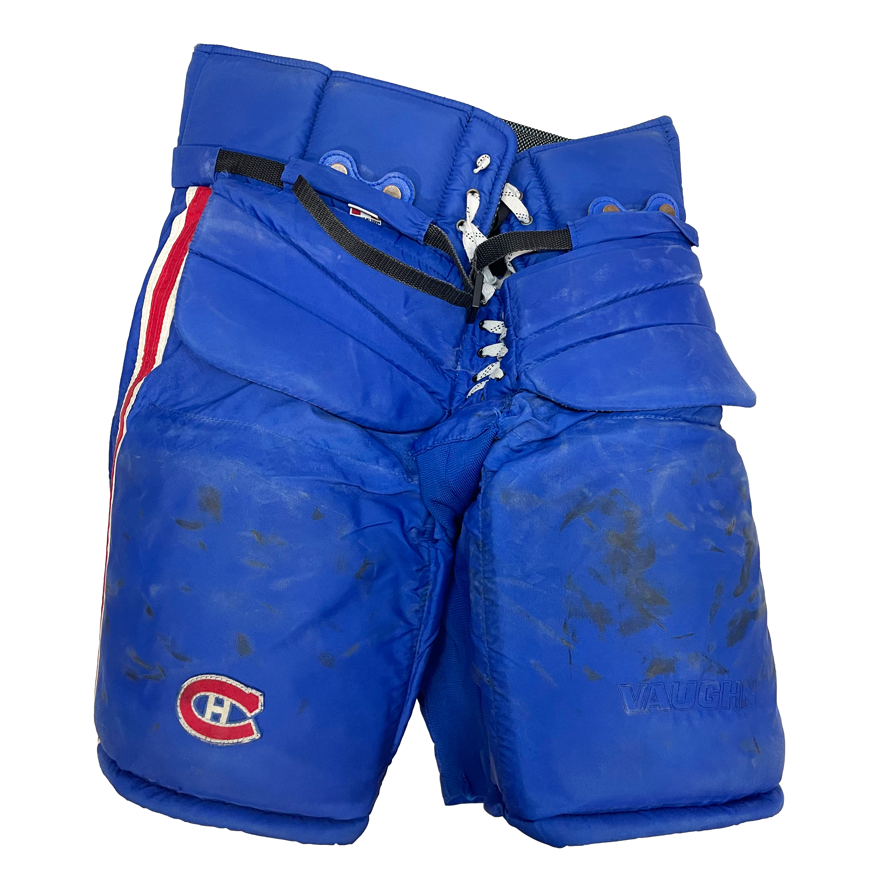 Vaughn Custom - Pantalon de gardien de but NHL Pro Stock d'occasion - Canadiens de Montréal (bleu/blanc/rouge)